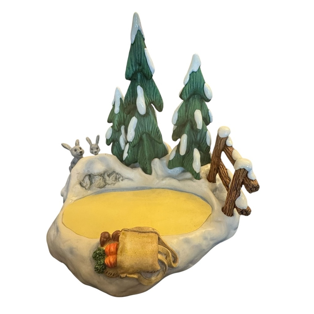 Hummel Autumn Frolic Holiday Snowy Forest Scene with Rabbits Sculpture - Picture 6 of 8